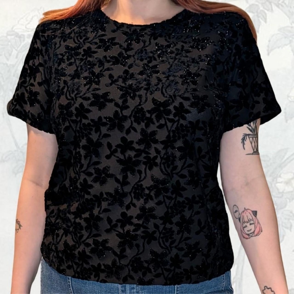 Elegant Black Floral Women's Top